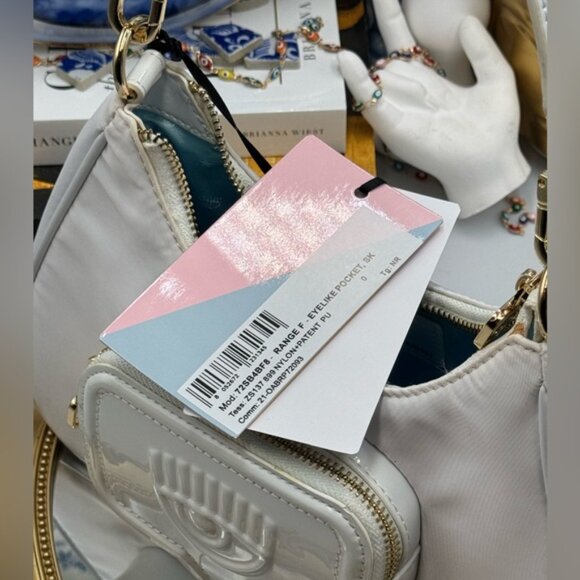 🆕 CHIARA FERRAGNI 🧿 NWT Vicky Eyelike Tote Bag - Borsa a Mano - White - Picture 13 of 16